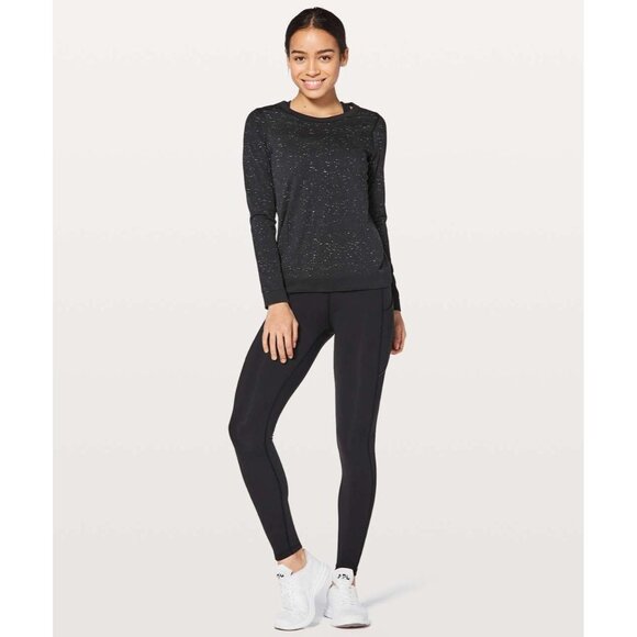 Lululemon Swiftly Tech Long Sleeve Breeze Size 8 Black / White Relaxed Fit Shirt - Picture 1 of 10